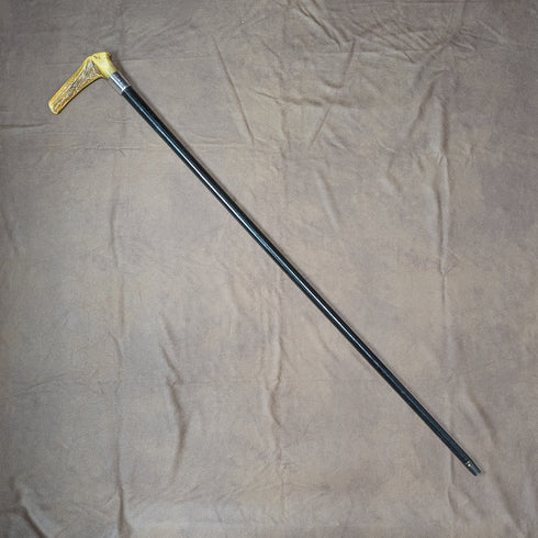 1889 British Antique Men's Walking Stick Antler Clutch Handle 91cm